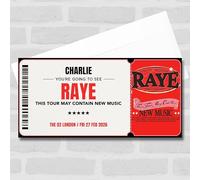 Greetings Card - Raye Tour May Contain New Music Personalised Voucher Surprise Concert Ticket | Custom Greetings Card | Surprise Reveal Voucher Spoof Ticket