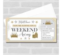 Greetings Card - Short Break Weekend Away Personalised Gift Voucher Surprise Trip Holiday Ticket | Custom Greetings Card | Surprise Reveal Voucher Spoof Ticket