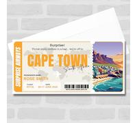 Greetings Card - South Africa Cape Town Personalised Gift Voucher Surprise Trip Holiday Ticket | Custom Greetings Card | Surprise Reveal Voucher Spoof Ticket