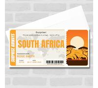 Greetings Card - South Africa Pass Personalised Gift Voucher Surprise Trip Holiday Ticket | Custom Greetings Card | Surprise Reveal Voucher Spoof Ticket