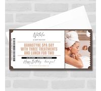 Greetings Card - Spa Day Three Treatments Lunch For Two Personalised Surprise Ticket Gift Voucher | Custom Greetings Card | Surprise Reveal Voucher Spoof Ticket
