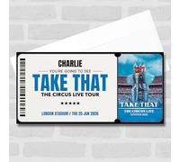 Greetings Card - Take That The Circus Live Tour Personalised Gift Voucher Surprise Concert Ticket | Custom Greetings Card | Surprise Reveal Voucher Spoof Ticket