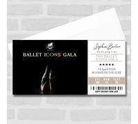 Greetings Card - The Ballet Icons Gala Personalised Gift Voucher Surprise Theatre Ticket | Custom Greetings Card | Surprise Reveal Voucher Spoof Ticket