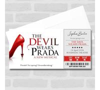 Greetings Card - The Devil Wears Prada Personalised Gift Voucher Surprise Theatre Ticket | Custom Greetings Card | Surprise Reveal Voucher Spoof Ticket