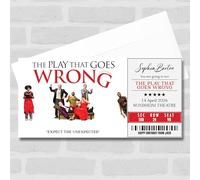 Greetings Card - The Play That Goes Wrong Personalised Gift Voucher Surprise Theatre Ticket | Custom Greetings Card | Surprise Reveal Voucher Spoof Ticket