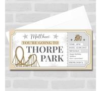 Greetings Card - Theme Park Thorpe Park Gold Stars Personalised Gift Voucher Surprise Ticket | Custom Greetings Card | Surprise Reveal Voucher Spoof Ticket