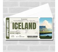 Greetings Card - Trip To Iceland Pass Personalised Gift Voucher Surprise Trip Holiday Ticket | Custom Greetings Card | Surprise Reveal Voucher Spoof Ticket
