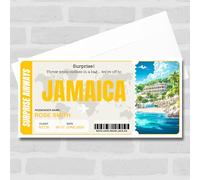 Greetings Card - Trip To Jamaica Pass Personalised Gift Voucher Surprise Trip Holiday Ticket | Custom Greetings Card | Surprise Reveal Voucher Spoof Ticket