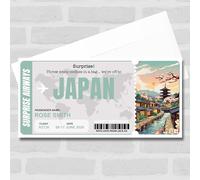 Greetings Card - Trip To Japan Pass Personalised Gift Voucher Surprise Trip Holiday Ticket | Custom Greetings Card | Surprise Reveal Voucher Spoof Ticket
