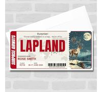 Greetings Card - Trip To Lapland Finland Personalised Gift Voucher Surprise Trip Holiday Ticket | Custom Greetings Card | Surprise Reveal Voucher Spoof Ticket
