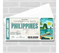 Greetings Card - Trip To Philippines Pass Personalised Gift Voucher Surprise Trip Holiday Ticket | Custom Greetings Card | Surprise Reveal Voucher Spoof Ticket