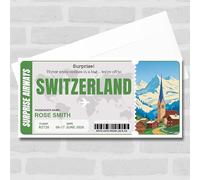 Greetings Card - Trip To Switzerland Pass Personalised Gift Voucher Surprise Trip Holiday Ticket | Custom Greetings Card | Surprise Reveal Voucher Spoof Ticket