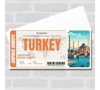 Greetings Card - Trip To Turkey Pass Personalised Gift Voucher Surprise Trip Holiday Ticket | Custom Greetings Card | Surprise Reveal Voucher Spoof Ticket