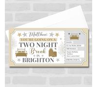 Greetings Card - Two Night Break Brighton Personalised Gift Voucher Surprise Trip Holiday Ticket | Custom Greetings Card | Surprise Reveal Voucher Spoof Ticket