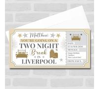 Greetings Card - Two Night Break Liverpool Personalised Gift Voucher Surprise Trip Holiday Ticket | Custom Greetings Card | Surprise Reveal Voucher Spoof Ticket