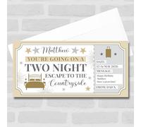 Greetings Card - Two Night Escape The Countryside Personalised Gift Voucher Surprise Trip Ticket | Custom Greetings Card | Surprise Reveal Voucher Spoof Ticket