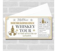 Greetings Card - Whiskey Tour Gold Star Personalised Gift Voucher Surprise Ticket | Custom Greetings Card | Surprise Reveal Voucher Spoof Ticket