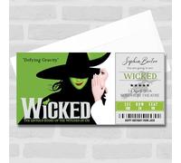 Greetings Card - Wicked Personalised Gift Voucher Surprise Musical Theatre Ticket | Custom Greetings Card | Surprise Reveal Voucher Spoof Ticket