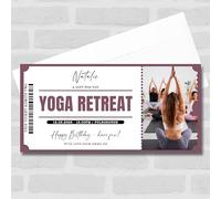 Greetings Card - Yoga Retreat Personalised Surprise Ticket Gift Voucher | Custom Greetings Card | Surprise Reveal Voucher Spoof Ticket