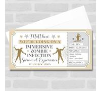 Greetings Card - Zombie Survival Experience Personalised Gift Voucher Surprise Ticket | Custom Greetings Card | Surprise Reveal Voucher Spoof Ticket