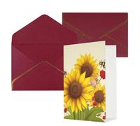 Greetings Cards with Envelopes Thinking of You Card Bees Sunflowers Daisy Rose Flowers Blank Note Card All Occasion Greeting Cards for Birthday, Baby Shower, Congratulations Wedding Thank You Card