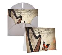 Greetings Cards with Envelopes Thinking of You Card Music Background with Harp and Butterfly Blank Note Card All Occasion Greeting Cards for Birthday, Baby Shower, Congratulations Wedding Thank You