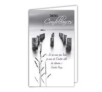 Greetings Condolence Card - Small Size - Grey - Gross Space - Peaceful Landscape - Sea Boat Grass - Made in France