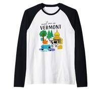 Greetings from Vermont Scenic Icons Raglan Baseball Tee