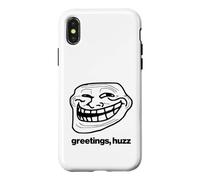 GREETINGS HUZZ 2024 Cursed Funny Meme Brainrot Troll Face Case for iPhone X/XS