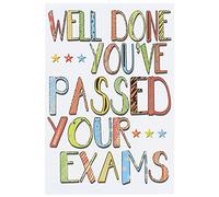Greetings Passed Your Exams Card - Bright Text Stars & Gold Foil 7.75" x 5.25"