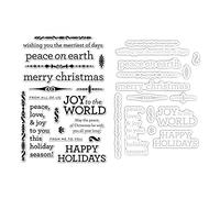 Greetings Words Christmas Dies and Stamps Sets for Card Making Peace On Earth,merry Christmas,happy Holidays Metal Cutting Dies Metch Clear Silicone Stamp for Diy Scrapbooking Paper Crafting