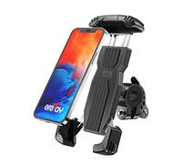GREFAY Bike Phone Mount, Anti-Shake Quick Release Stainless Steel Motorcycle Universal Mobile Phone Holder Double connector 360 Rotation for 4.7-6.8 Inch Smartphone