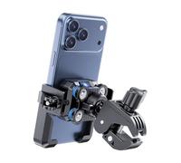 GREFAY Motorcycle Phone Mount - [4 Vibration Dampers][Anti-Block Camera] Bike Phone Mount, Handlebar Phone Mount, Motorcycle Mount for iPhone and Samsung 4.7'‘-7’' Smartphones (Black)