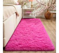 GREFFY Soft 2x6 Feet Runner Rug, Modern Hot Pink Shag Carpet, Shaggy Plush Rugs for Bedroom, Indoor Nursery Dorm Bedside Fluffy Rug for Living Room, No Slip, Fuzzy Teen Aesthetic Home Decor, Hot Pink