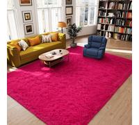GREFFY Soft Area Rug for Bedroom, 4x5 Modern Shag Hot Pink Carpet, Non Slip Shaggy Plush Rugs for Living Room Kids Room, Indoor Dorm Fluffy Rug for Dog Mat, Fuzzy Nursery Dog Carpets Home Decor