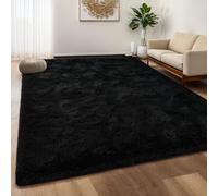 GREFFY Soft Area Rugs for Bedroom, 4.9x6.9 Feet, Modern Shaggy Black Shag Rug, No Slip, Plush Fuzzy Nursery Nursery Carpet, Fluffy Indoor Floor Rug for Living Room Kids Dorm Room, Home Decor, Black