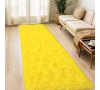 GREFFY Soft Runner Rugs for Bedroom, 2x6 Ft Hallways Modern Plush Yellow Shag Carpet, Non Slip Dorm Bedside Shaggy Rug for Living Room, Indoor Long Nursery Kids Girls Teen Room Aesthetic Home Decor