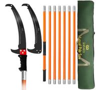 Grefinity Pole Pruning Saw for Tree Trimming, 27 FT/8.2M Manual Tree Pruner | Additional Sharp Steel Blade, Easy to Carry and Extendable Design, 8-Section Fiberglass Pole, Non-conductive Handle, Orange