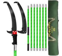 Grefinity Pole Pruning Saw for Tree Trimming, 27 FT/8.2M Manual Tree Pruner | Additional Sharp Steel Blade, Easy to Carry and Extendable Design, 8-Section Fiberglass Pole, Non-conductive Handle, Green