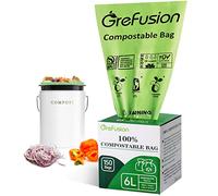 GreFusion Compostable Caddy Liners 6 Litre x 150 Bags, Compostable food waste bags 6L/10L/30L for Kitchen compost bin