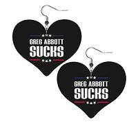 Greg Abbott Sucks Leather Earrings For Women Dangle Earring Drop Heart Pendant With Hook Gifts For Adult Girl