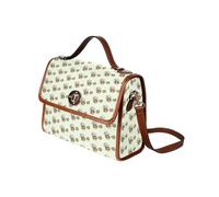 (Greg and Jason Funderburker_6379) Canvas Crossbody Handbag with Lock Top All Over Print Retro Messenger Bag for Women, Girl Brown Trim & Adjustable Shoulder Strap Waterproof 10.8"L