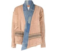 Greg Lauren patchwork-design denim-trim jacket - Brown 4-5