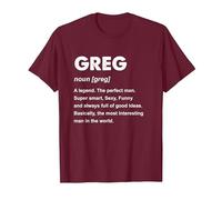 Greg Name T-Shirt, Men, Burgundy, 3X-Large
