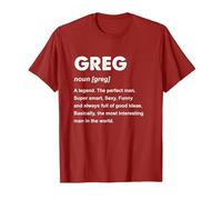 Greg Name T-Shirt, Men, Cranberry Red, XX-Large