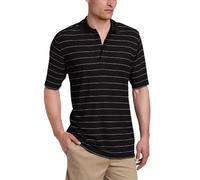 Greg Norman Collection Men's Protek Micro Pique Fine Stripe Polo, Black, Small
