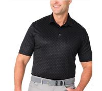 Greg Norman Men's Performance Golf Polo (Black Pattern, M), Medium, Black