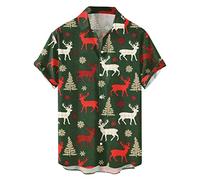 GREGG for Men Funky Santa Hawaiian Shirt Print Button Down Short Sleeve Shirts Summer Beach Casual Shirt