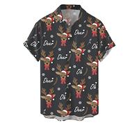 GREGG Funky Santa Button Down Shirt Men Hawaiian Shirt Funny Vintage 90s Outfit Party Beach Shirts Casual Button Up Shirt(02 Grey,3XL)