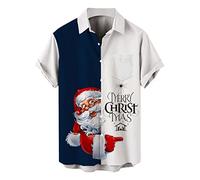GREGG Funky Santa Hawaiian Shirt - Men's Print Button Down Short Sleeve Shirts for Summer Beach Casual Wear